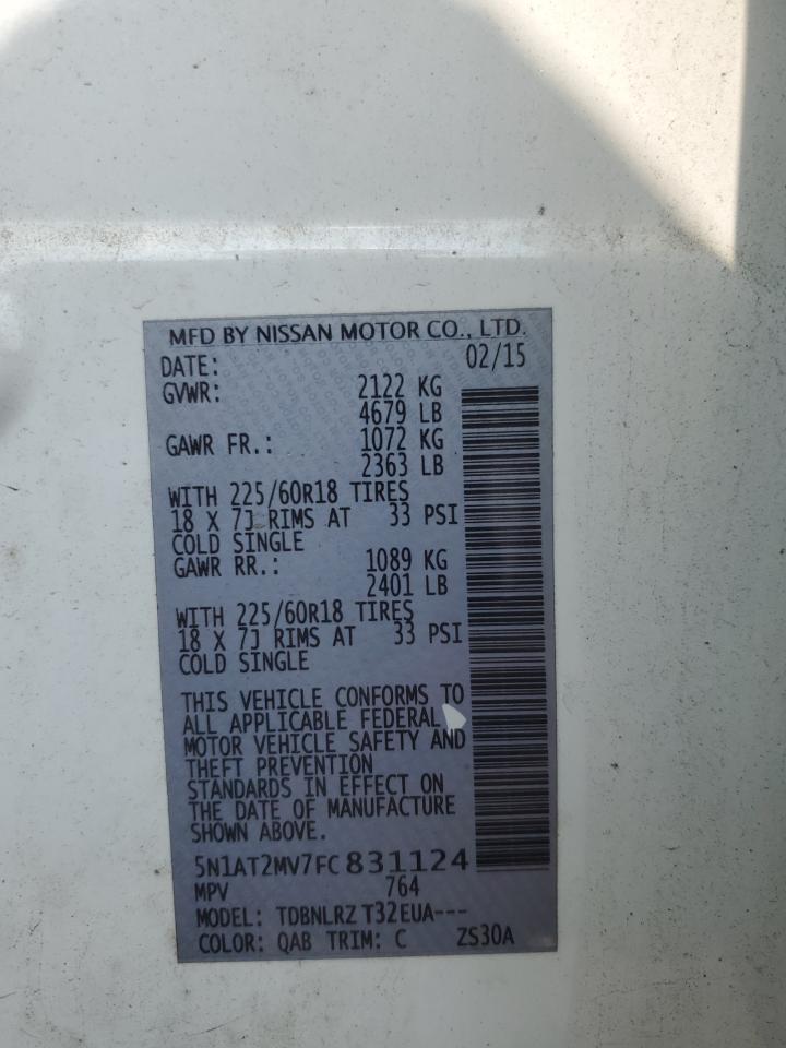 5N1AT2MV7FC831124 2015 Nissan Rogue S