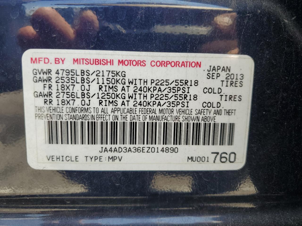 2014 Mitsubishi Outlander Se VIN: JA4AD3A36EZ014890 Lot: 62958735