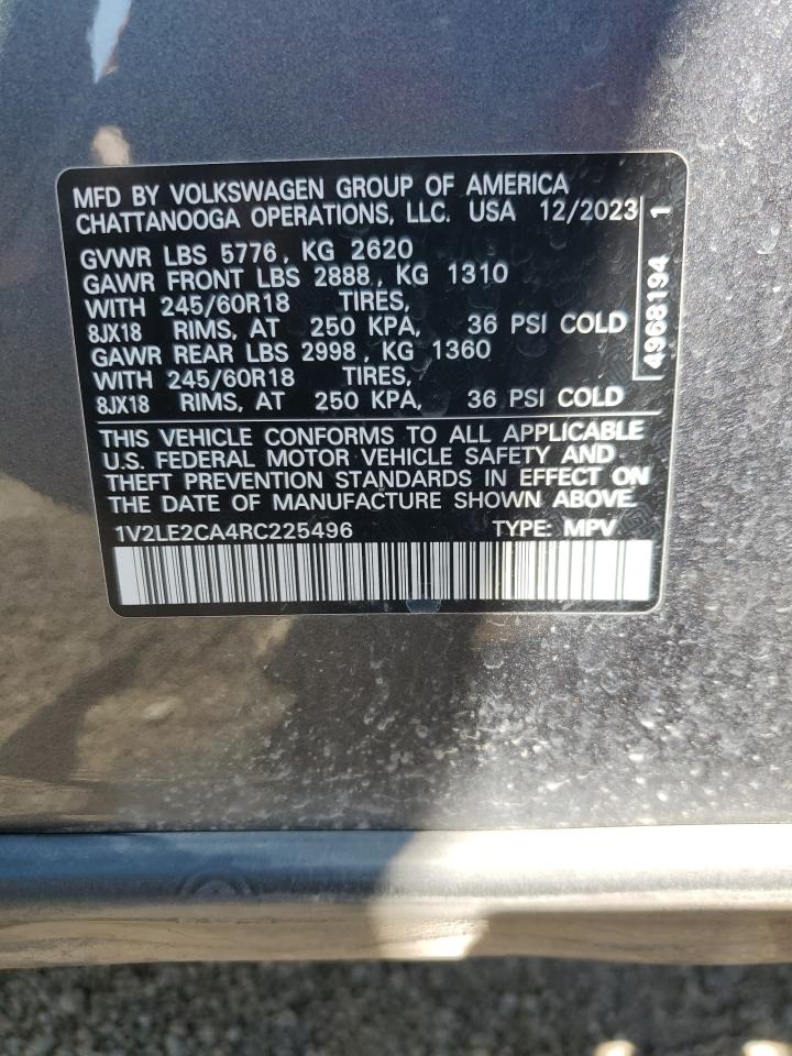 2024 Volkswagen Atlas Cross Sport Se VIN: 1V2LE2CA4RC225496 Lot: 64174465