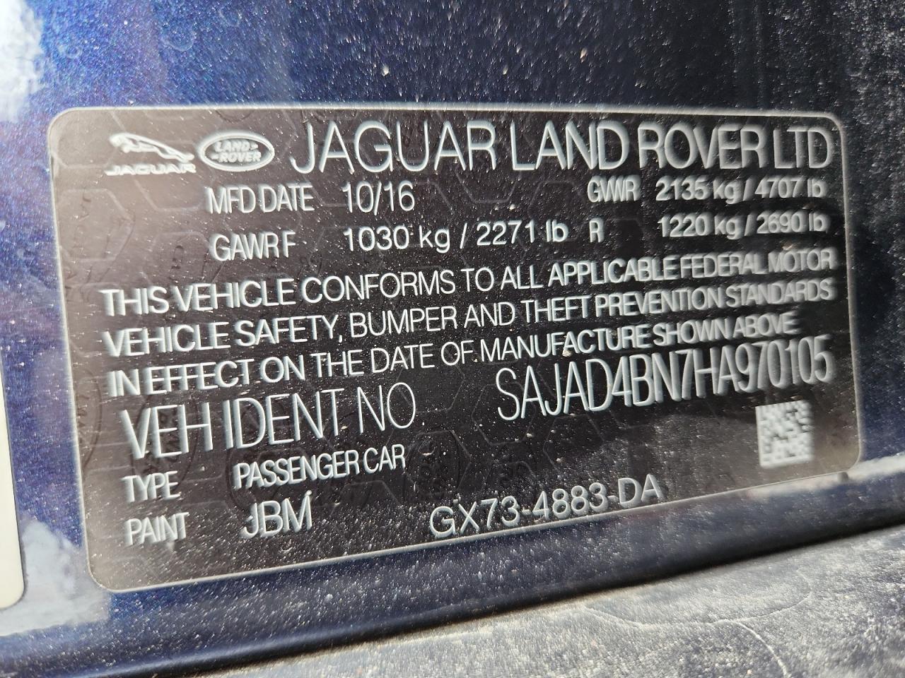 2017 Jaguar Xe Premium VIN: SAJAD4BN7HA970105 Lot: 65096335