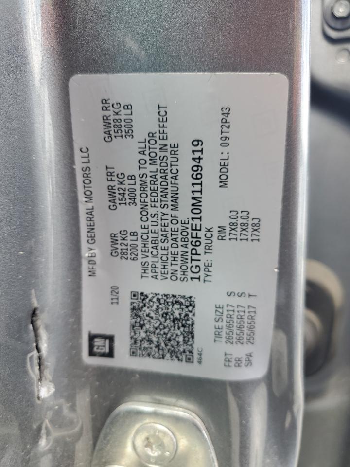 2021 GMC Canyon At4 VIN: 1GTP6FE10M1169419 Lot: 63750905