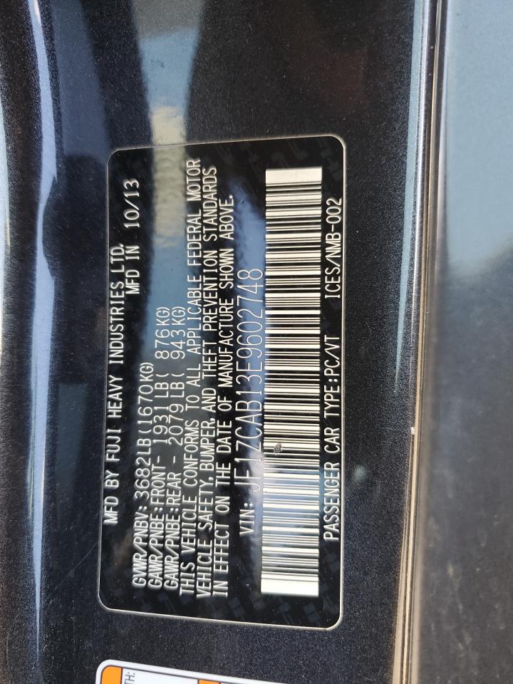 2014 Subaru Brz 2.0 Premium VIN: JF1ZCAB13E9602748 Lot: 64326325
