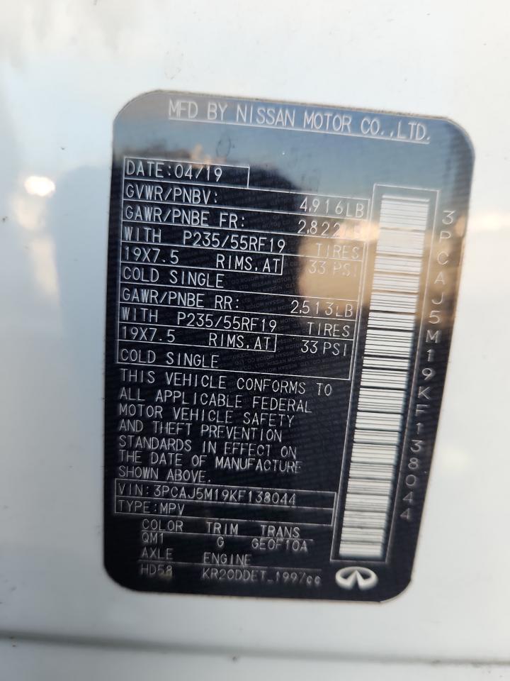 2019 Infiniti Qx50 Essential VIN: 3PCAJ5M19KF138044 Lot: 64054925