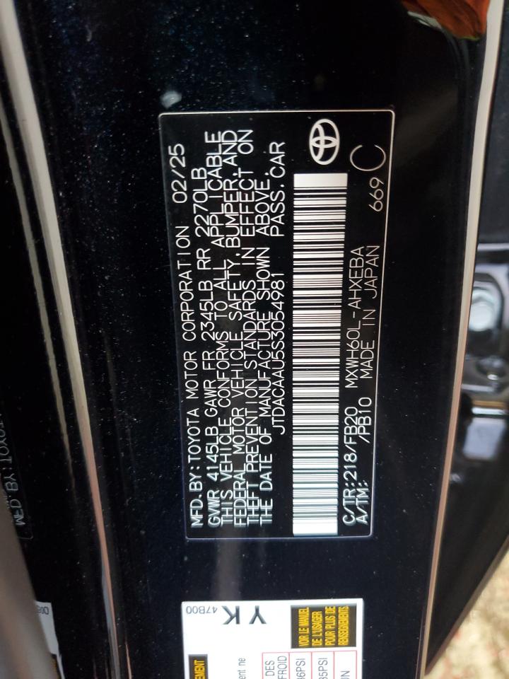 2025 Toyota Prius Le VIN: JTDACAAU5S3054981 Lot: 64820895
