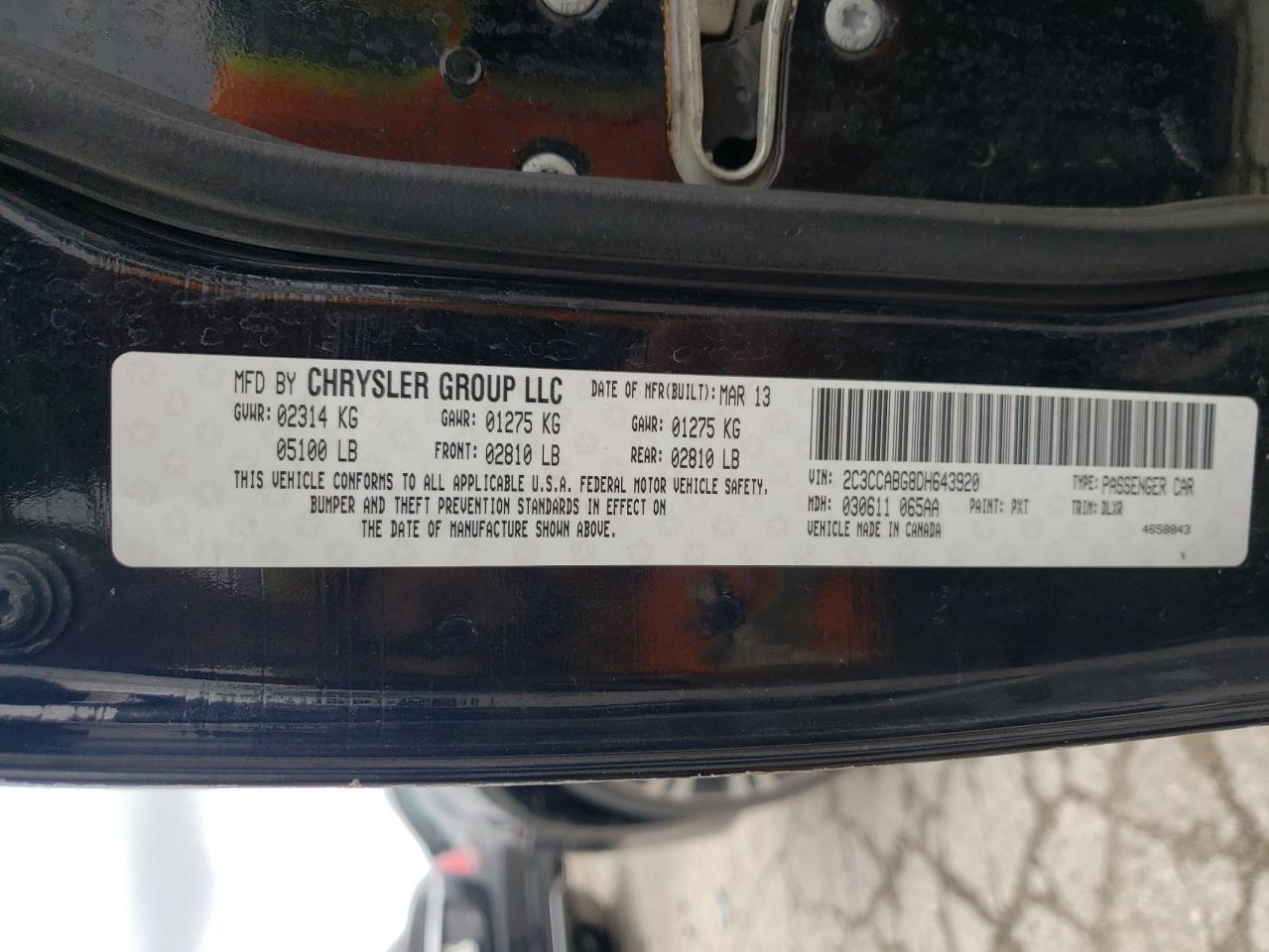 2013 Chrysler 300 S VIN: 2C3CCABG8DH643920 Lot: 64849765