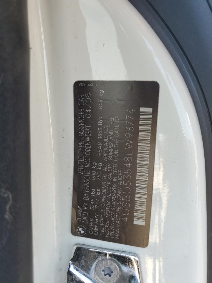 2008 BMW Z4 3.0Si VIN: 4USBU53548LW93774 Lot: 66037925