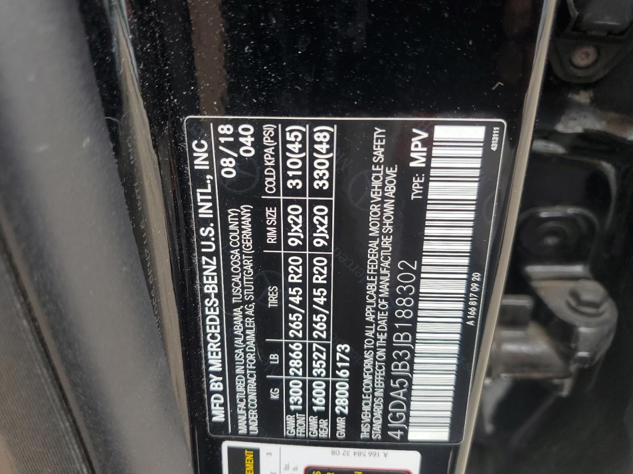 2018 Mercedes-Benz Gle 350 VIN: 4JGDA5JB3JB188302 Lot: 62472635