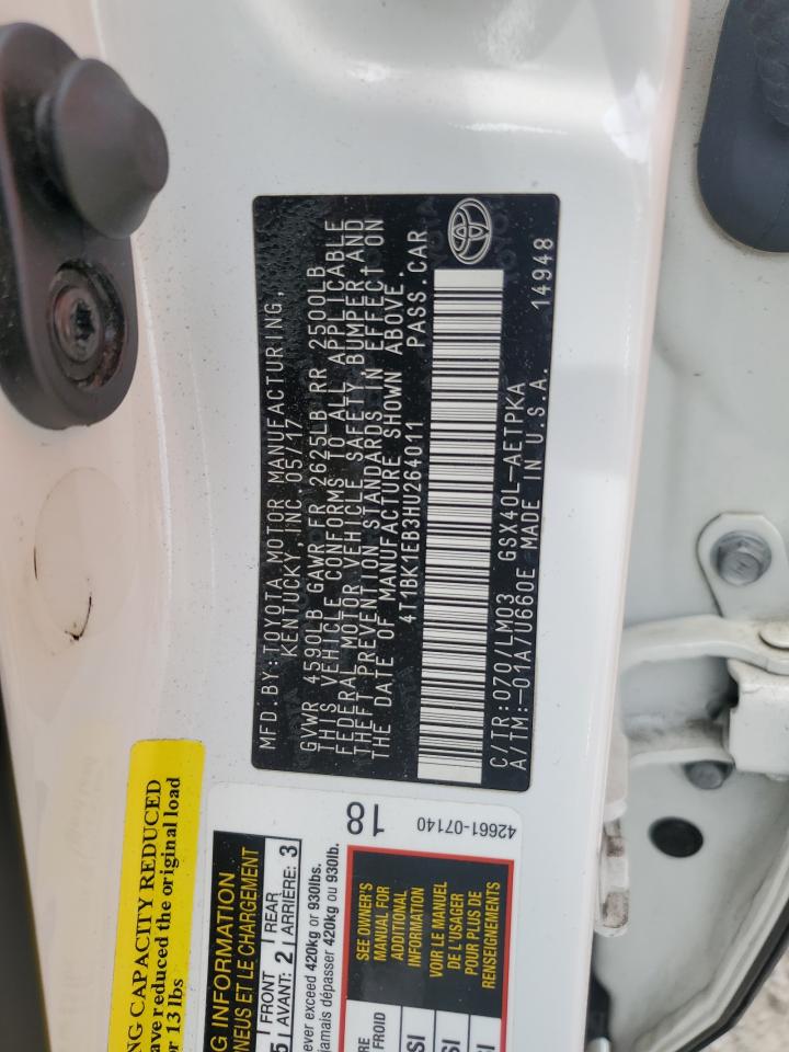 2017 Toyota Avalon Xle VIN: 4T1BK1EB3HU264011 Lot: 63060855