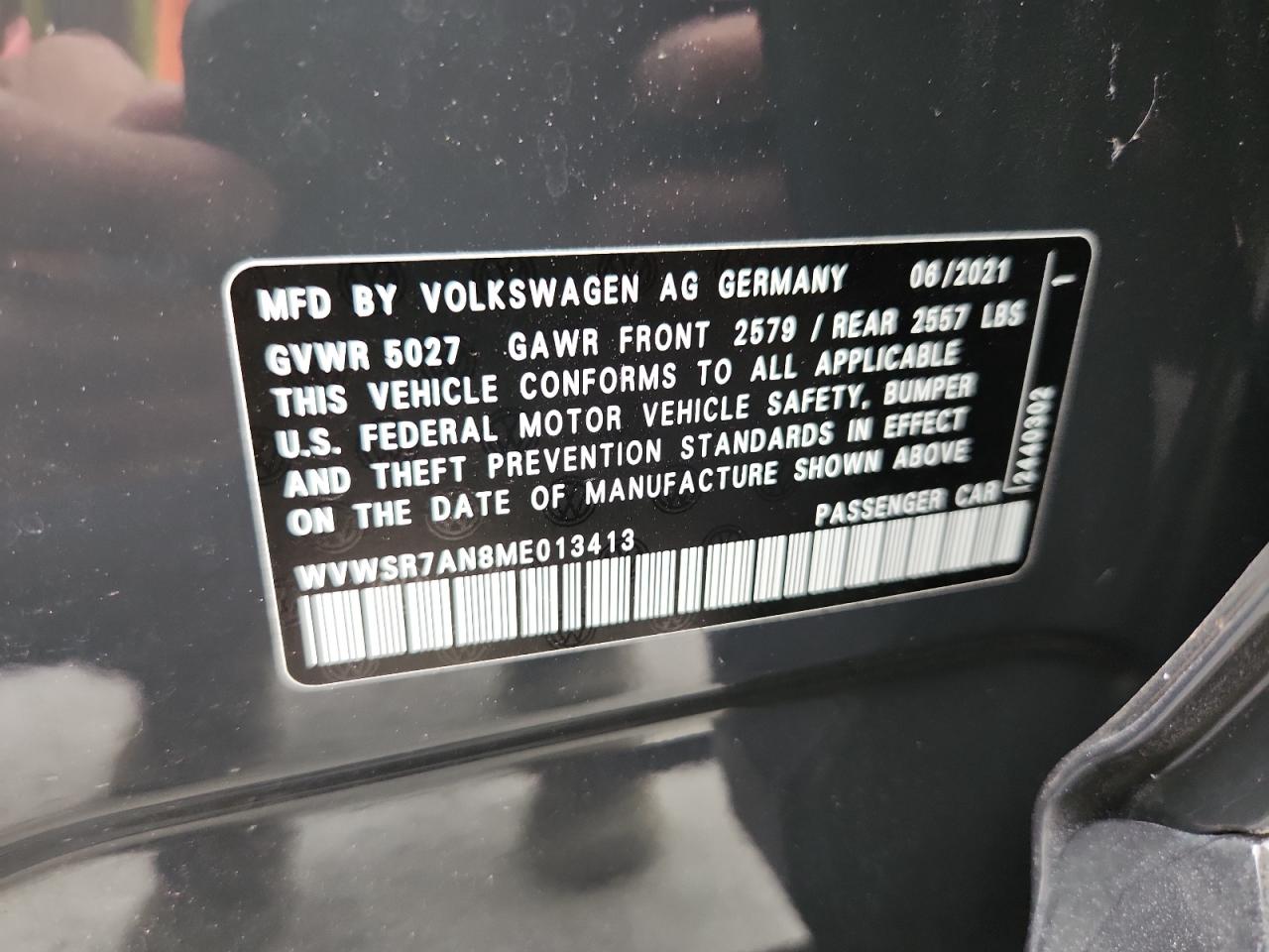 2021 Volkswagen Arteon Sel R-Line VIN: WVWSR7AN8ME013413 Lot: 64980095