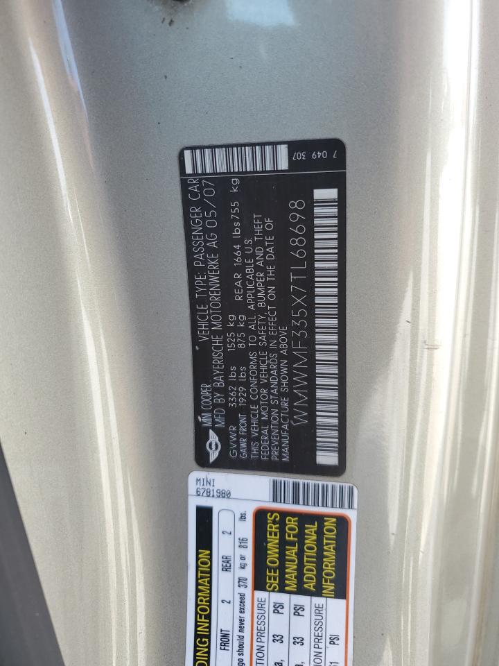 WMWMF335X7TL68698 2007 Mini Cooper