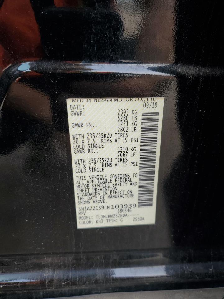 2020 Nissan Murano Sl VIN: 5N1AZ2CS9LN103939 Lot: 65190345