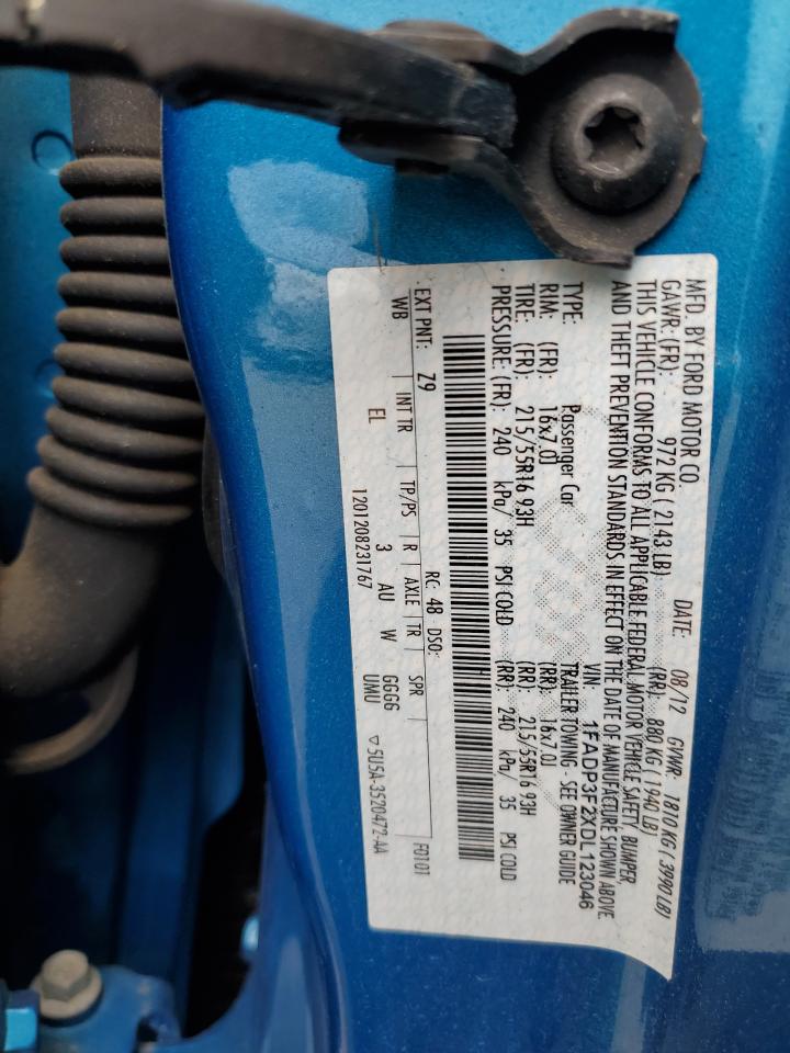 2013 Ford Focus Se VIN: 1FADP3F2XDL123046 Lot: 64579305