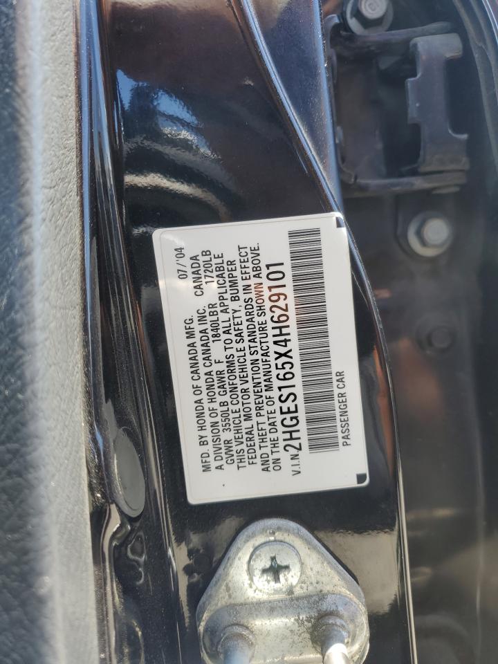 2004 Honda Civic Lx VIN: 2HGES165X4H629101 Lot: 63311885