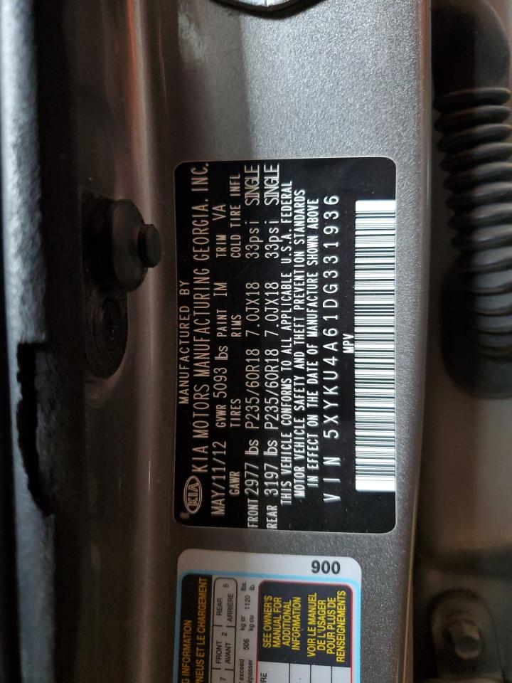 5XYKU4A61DG331936 2013 Kia Sorento Ex