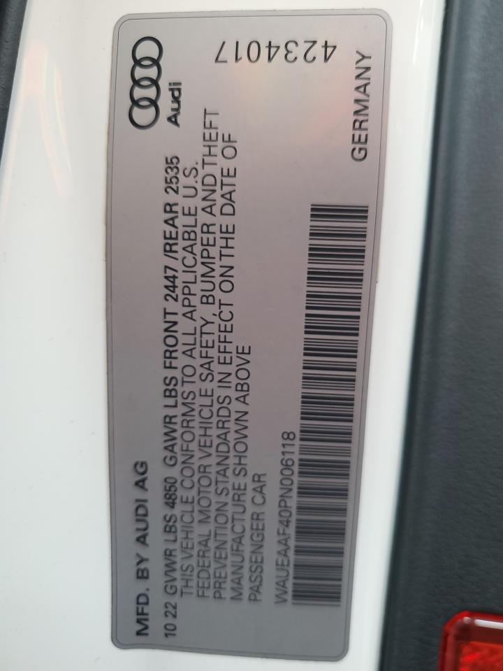 2023 Audi A4 Premium Plus 45 VIN: WAUEAAF40PN006118 Lot: 64746695