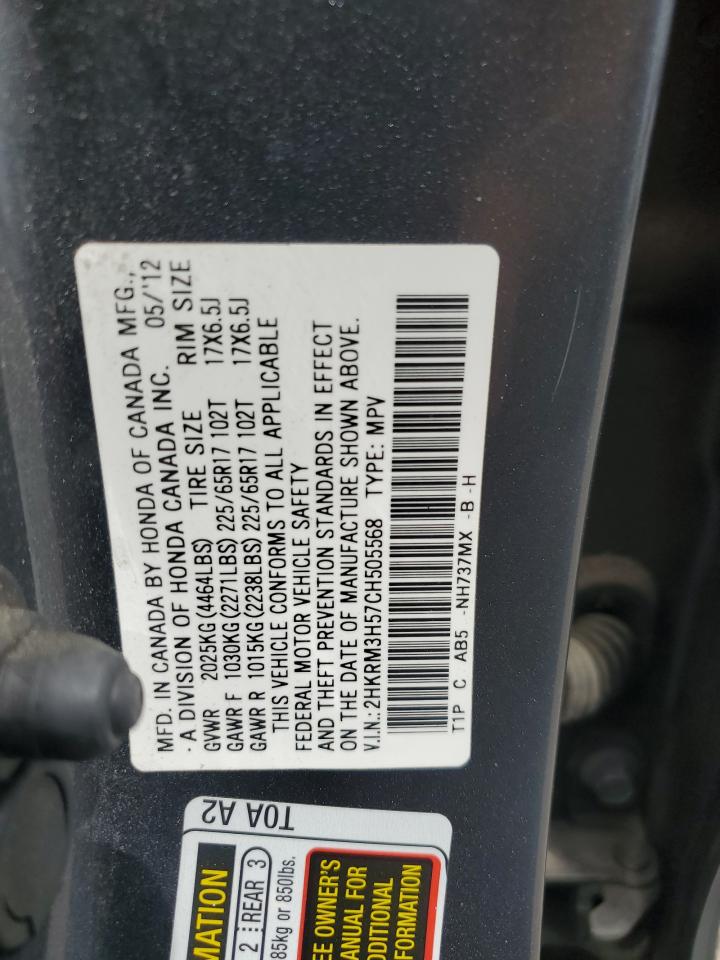 2012 Honda Cr-V Ex VIN: 2HKRM3H57CH505568 Lot: 64865895