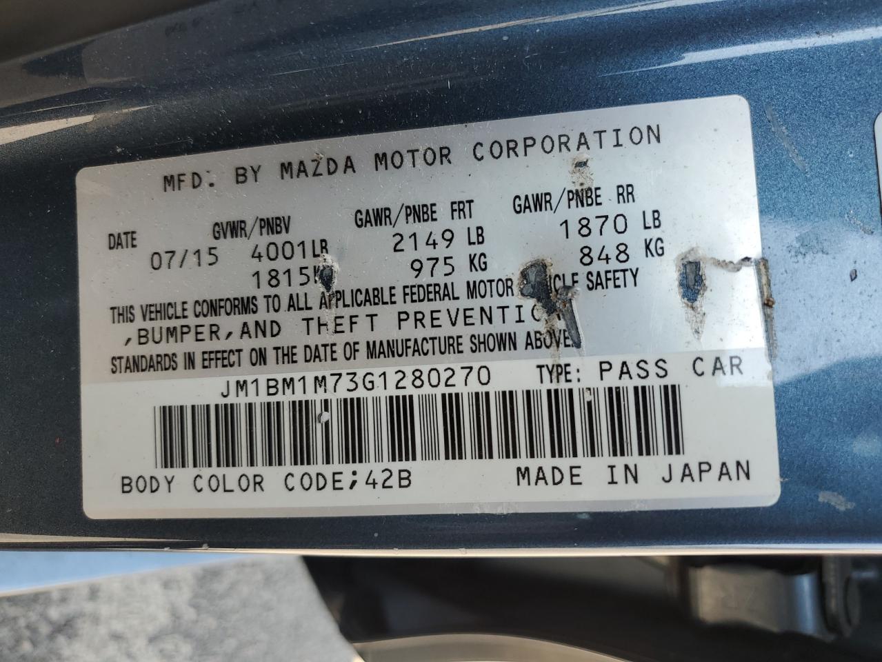 2016 Mazda 3 Touring VIN: JM1BM1M73G1280270 Lot: 62962605