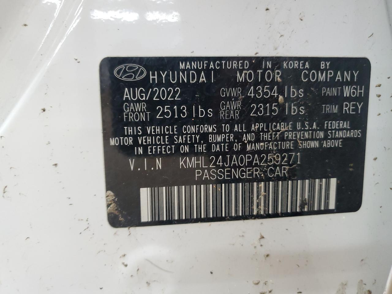 kmhl24ja0pa259271 KMHL24JA0PA259271 2023 Hyundai Sonata Se