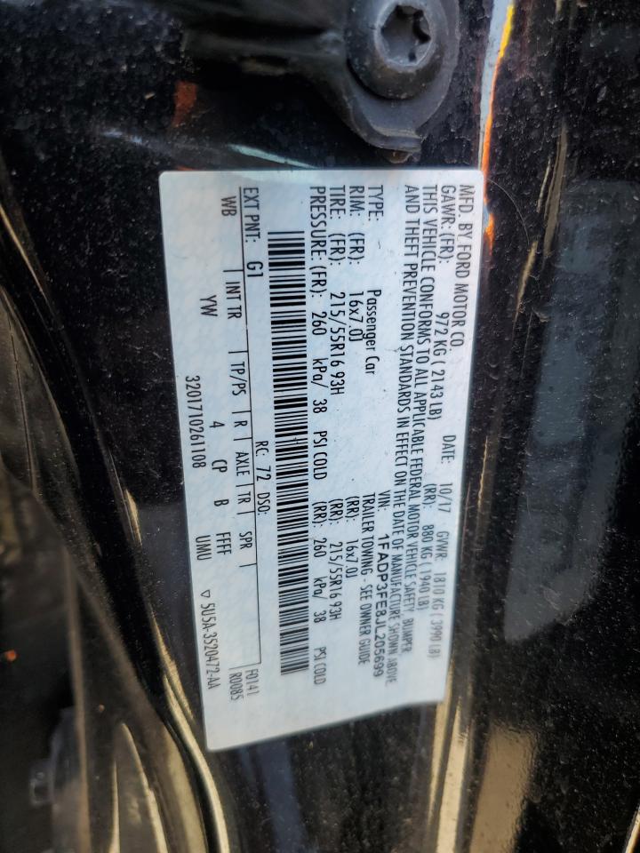2018 Ford Focus Se VIN: 1FADP3FE8JL205699 Lot: 63300795