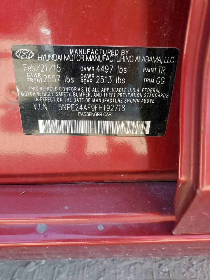 2015 Hyundai Sonata Se VIN: 5NPE24AF9FH192718 Lot: 65973935