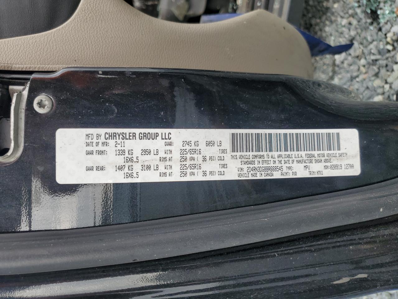 2011 Dodge Grand Caravan Mainstreet VIN: 2D4RN3DG8BR668545 Lot: 57037695