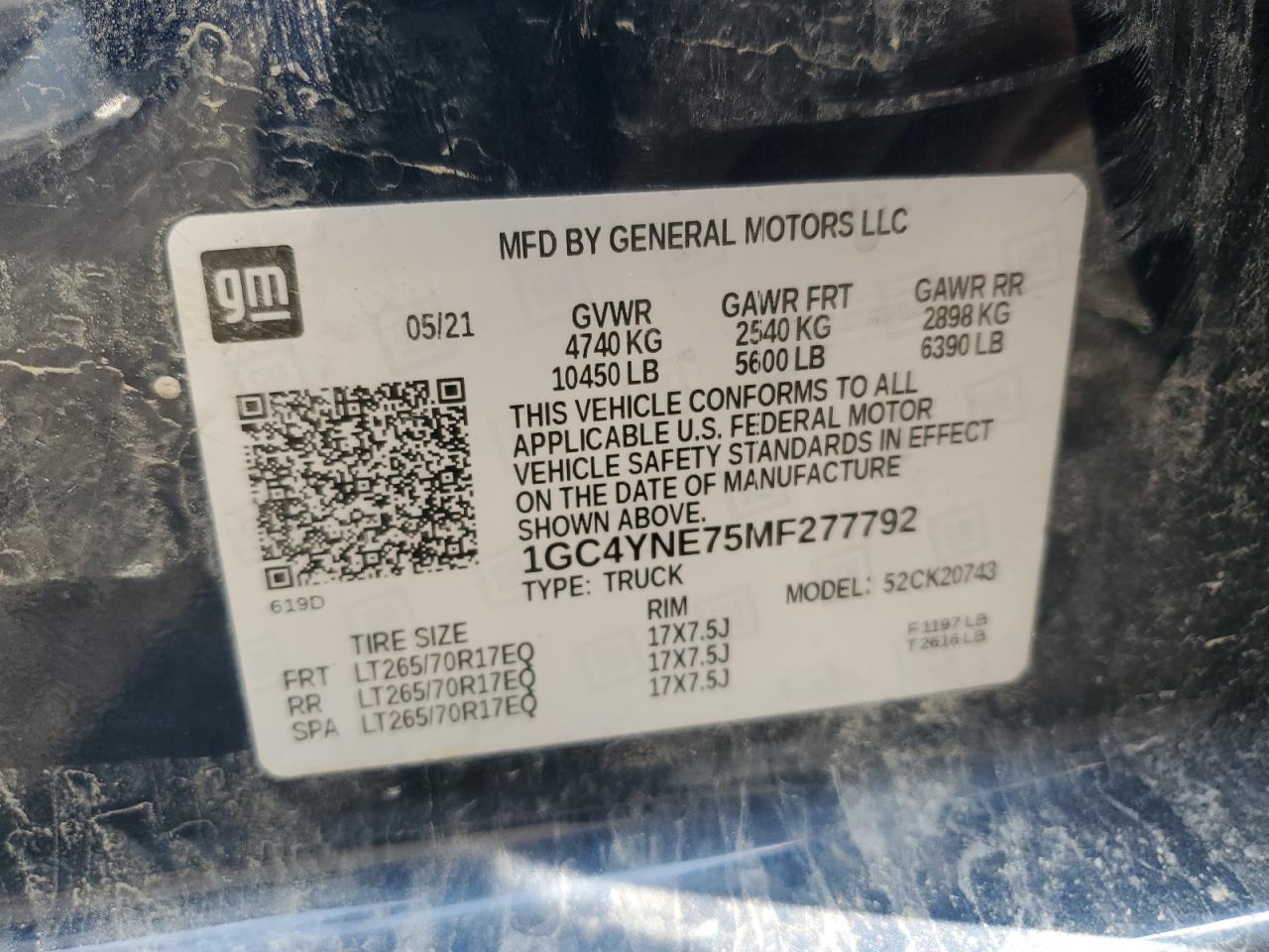 2021 Chevrolet Silverado K2500 Heavy Duty Lt VIN: 1GC4YNE75MF277792 Lot: 63980775