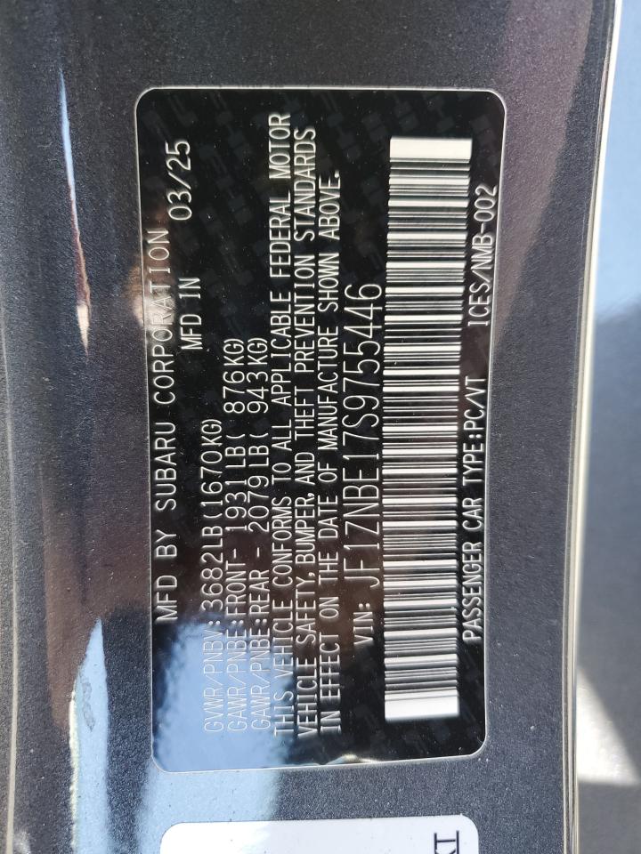 2025 Toyota Gr 86 Premium VIN: JF1ZNBE17S9755446 Lot: 65450805