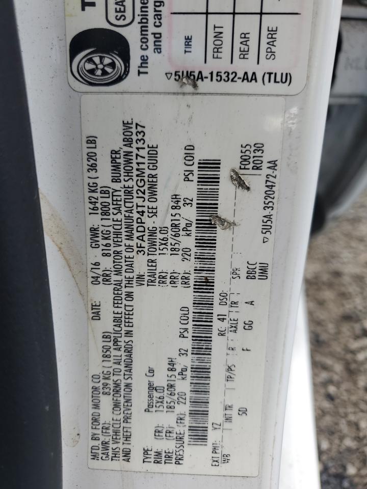 3FADP4TJ2GM171337 2016 Ford Fiesta S