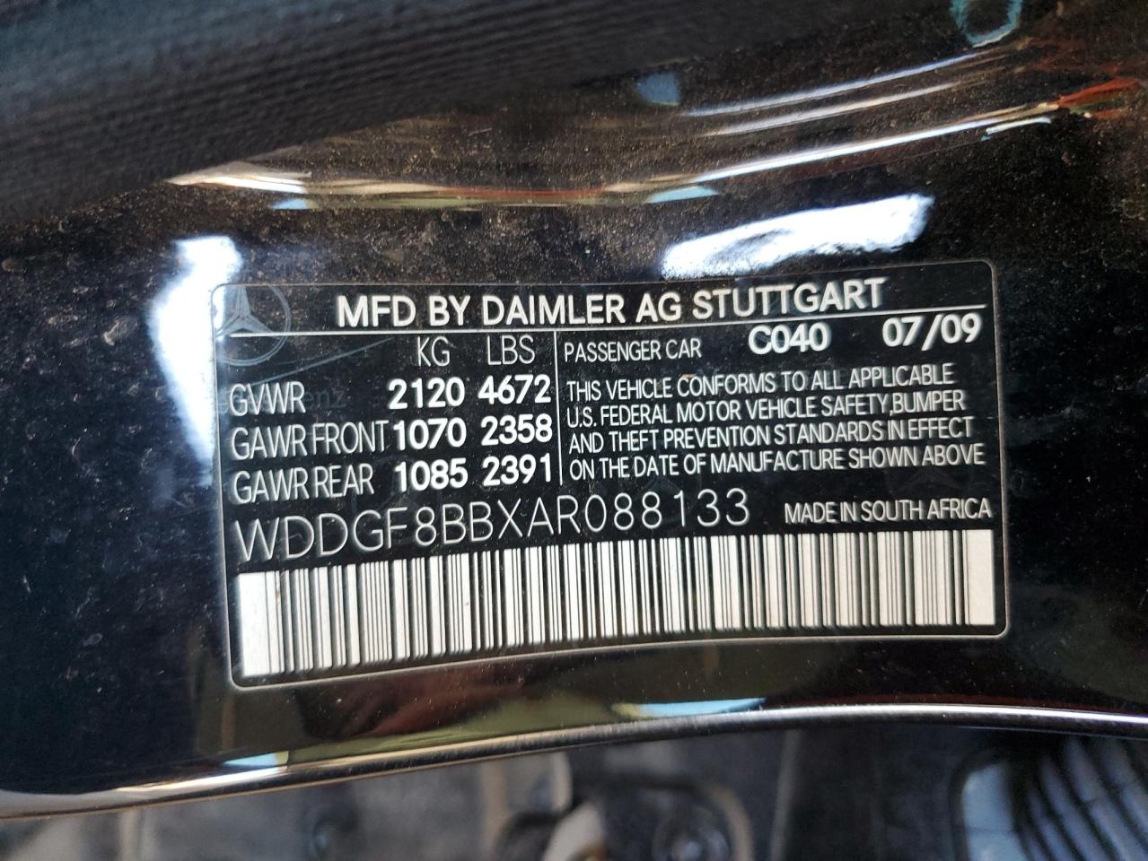 2010 Mercedes-Benz C 300 4Matic VIN: WDDGF8BBXAR088133 Lot: 63521255