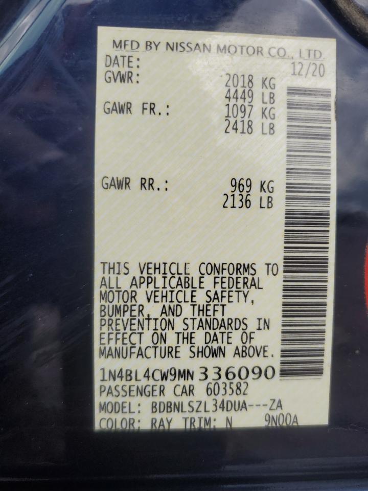 2021 Nissan Altima Sr VIN: 1N4BL4CW9MN336090 Lot: 64898935