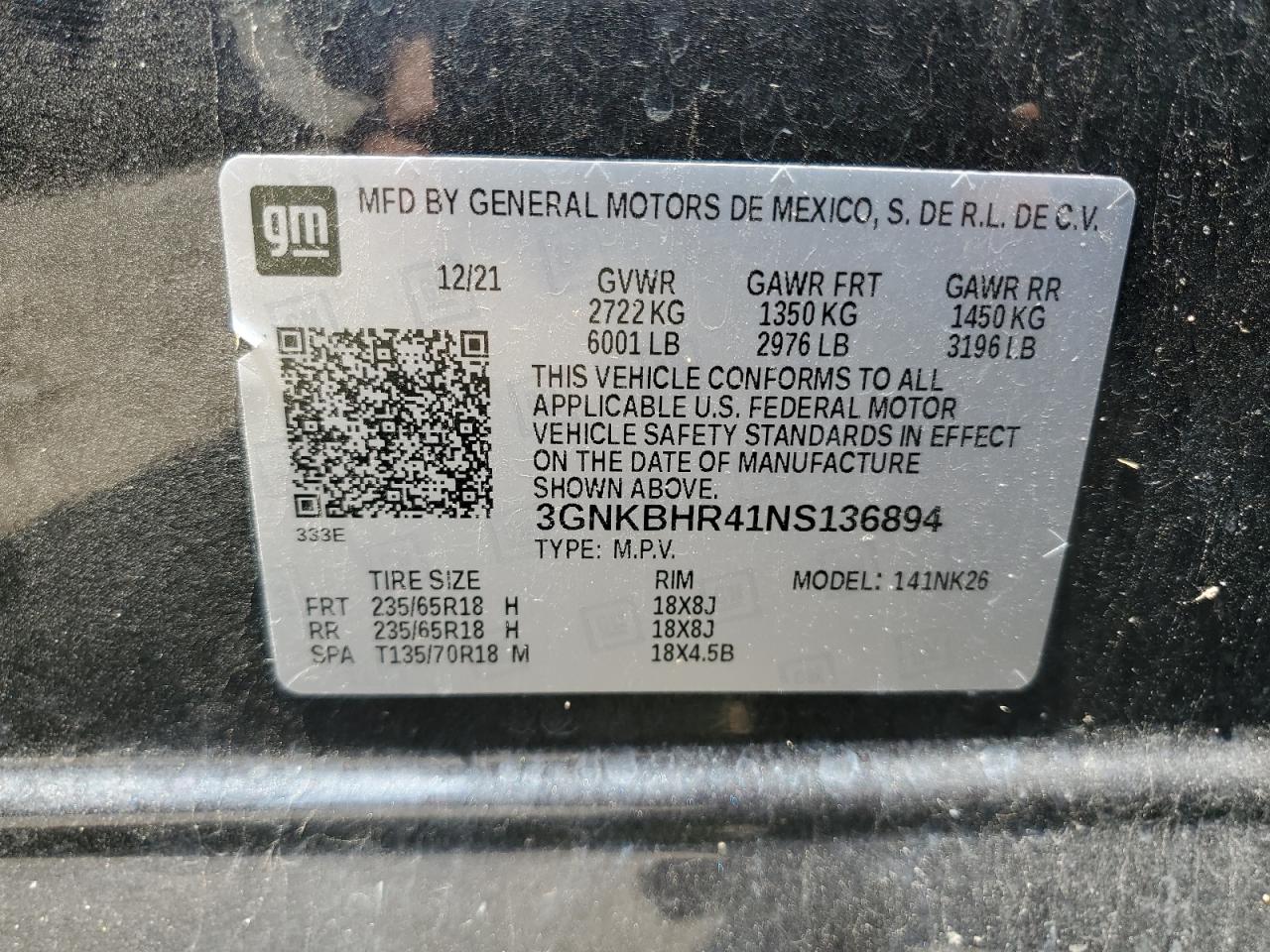 2022 Chevrolet Blazer 2Lt VIN: 3GNKBHR41NS136894 Lot: 64215185
