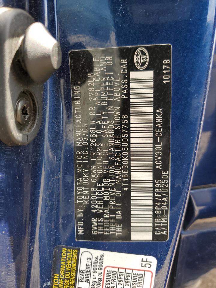 2005 Toyota Camry Le VIN: 4T1BE30K05U057758 Lot: 64972205