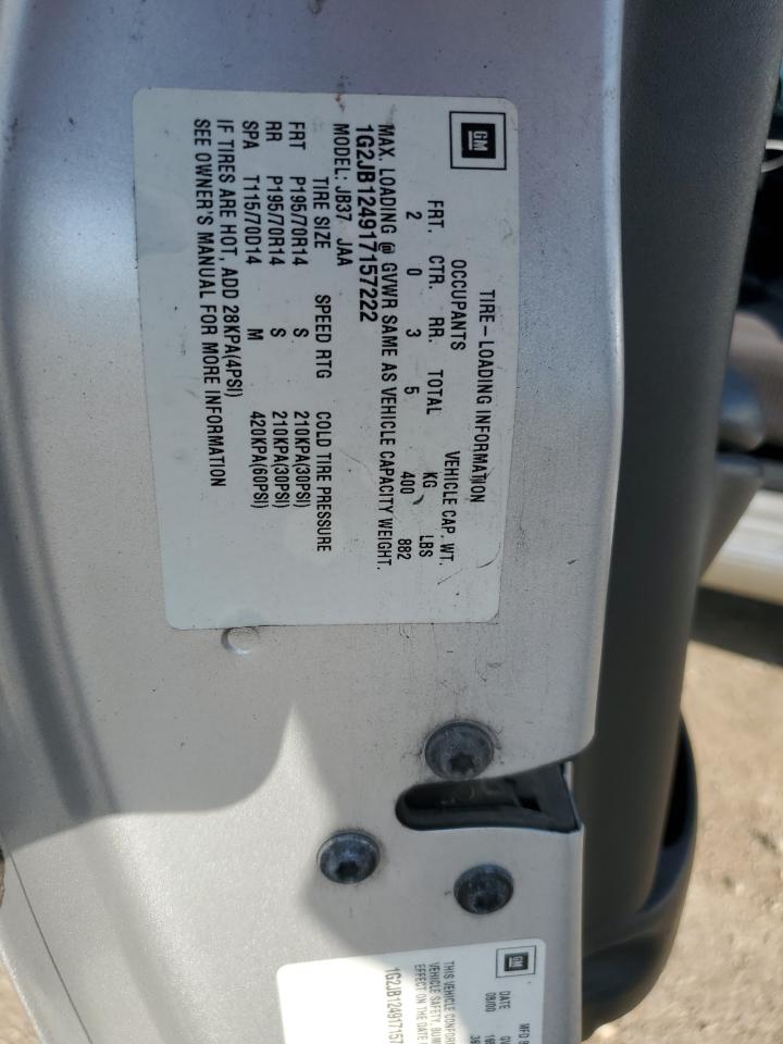 2001 Pontiac Sunfire Se VIN: 1G2JB124917157222 Lot: 66268735