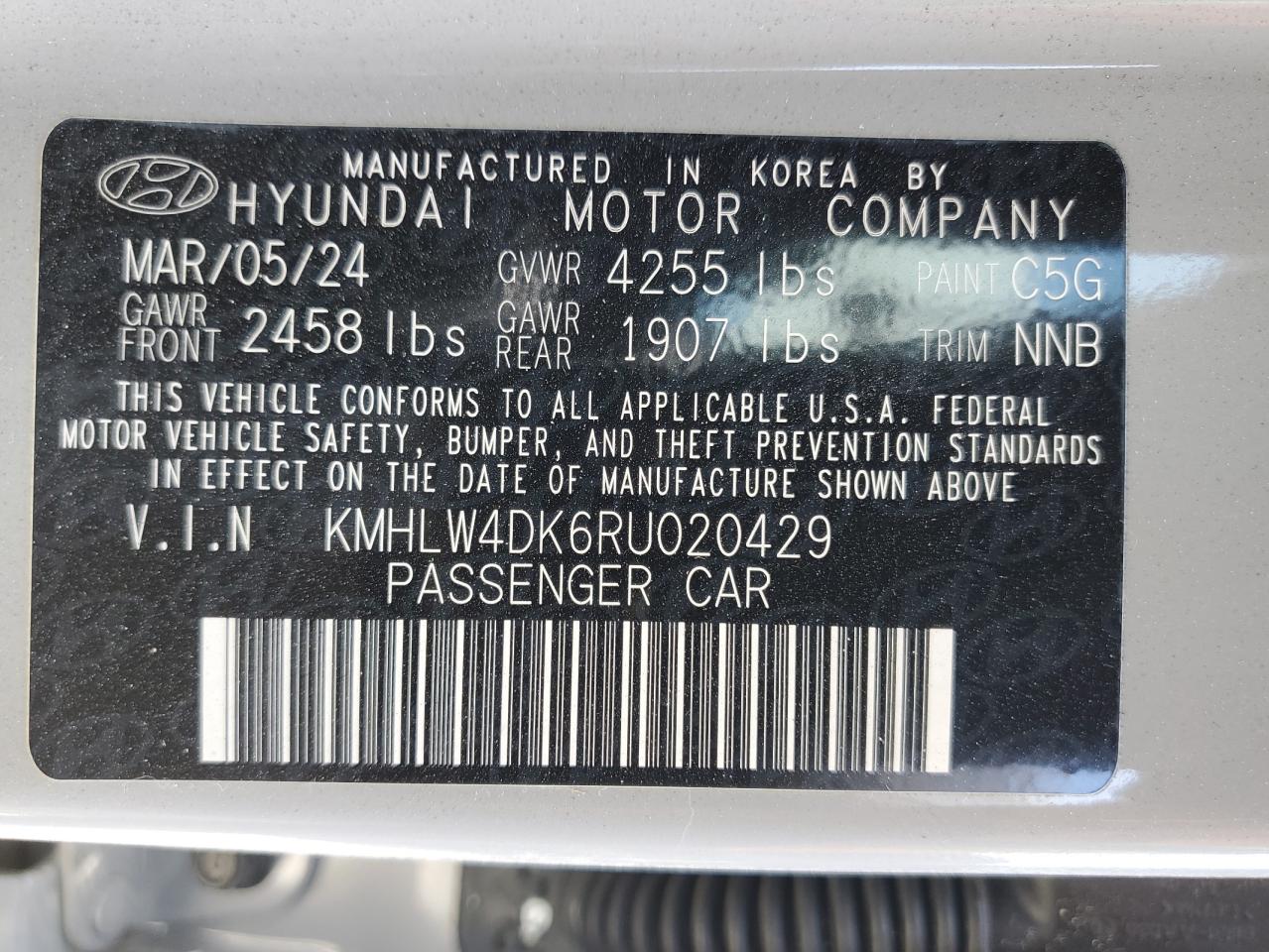 2024 Hyundai Elantra N VIN: KMHLW4DK6RU020429 Lot: 64279235