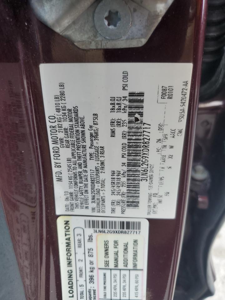 2013 Lincoln Mkz VIN: 3LN6L2G9XDR827717 Lot: 66727015