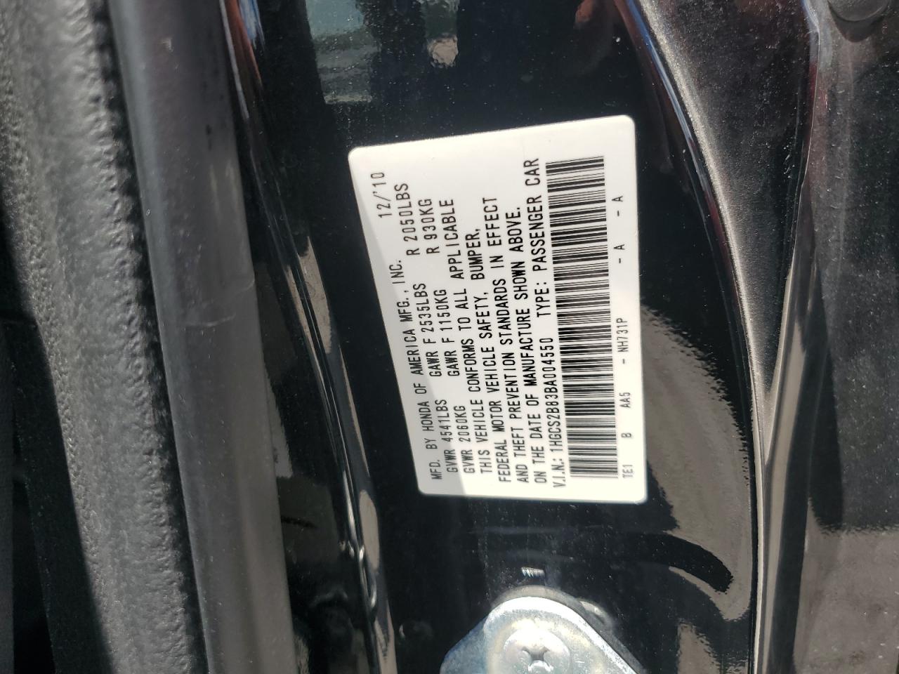 2011 Honda Accord Exl VIN: 1HGCS2B83BA004550 Lot: 65035975
