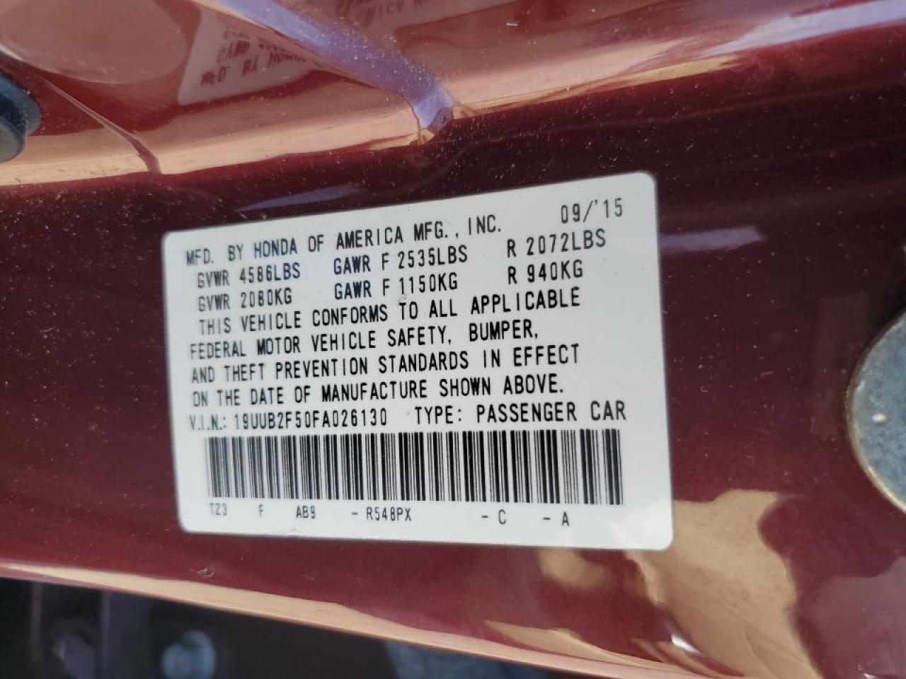 2015 Acura Tlx Tech VIN: 19UUB2F50FA026130 Lot: 66255905