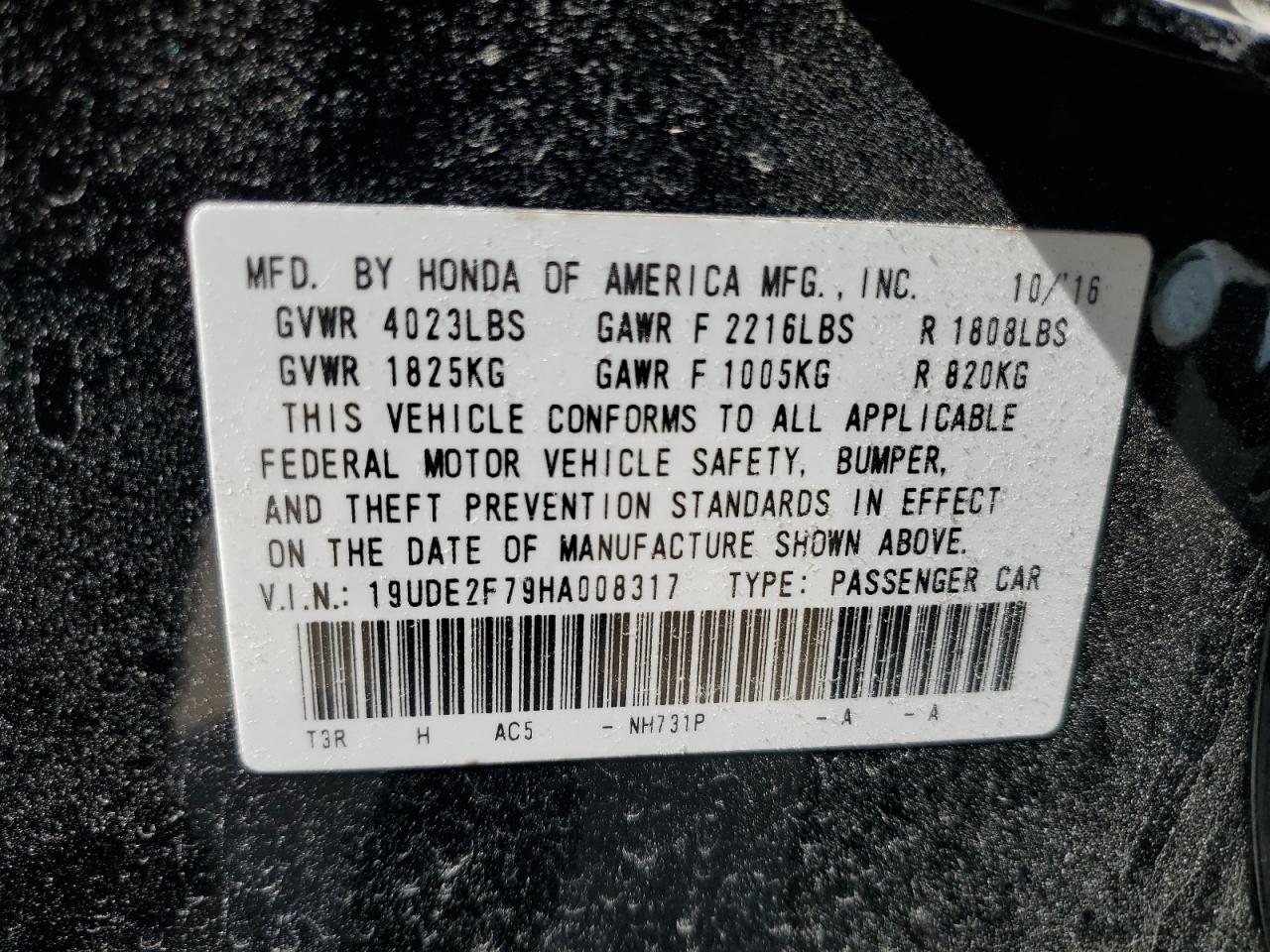 19ude2f79ha008317 19UDE2F79HA008317 2017 Acura Ilx Premium