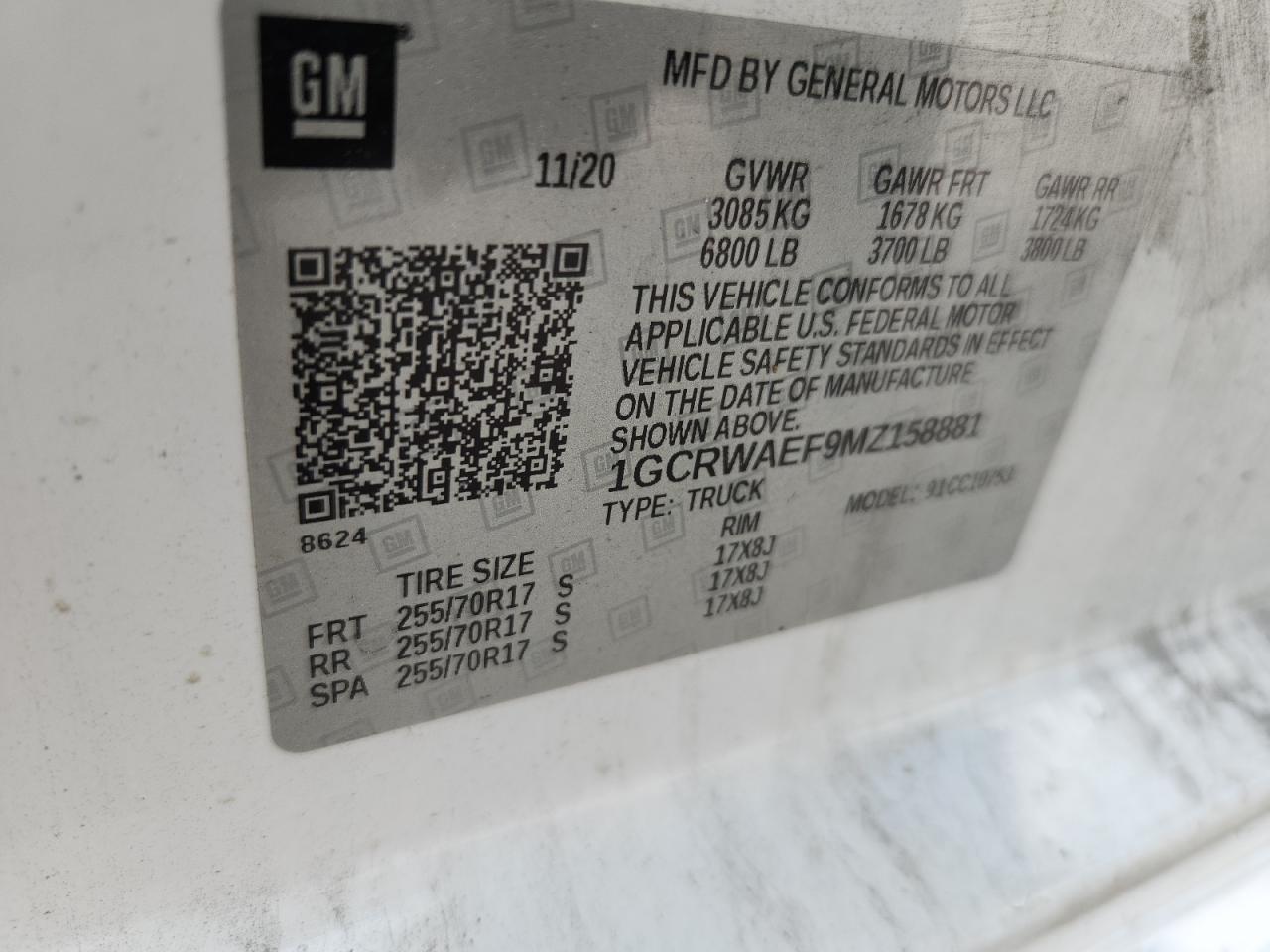 2021 Chevrolet Silverado C1500 VIN: 1GCRWAEF9MZ158881 Lot: 64322985