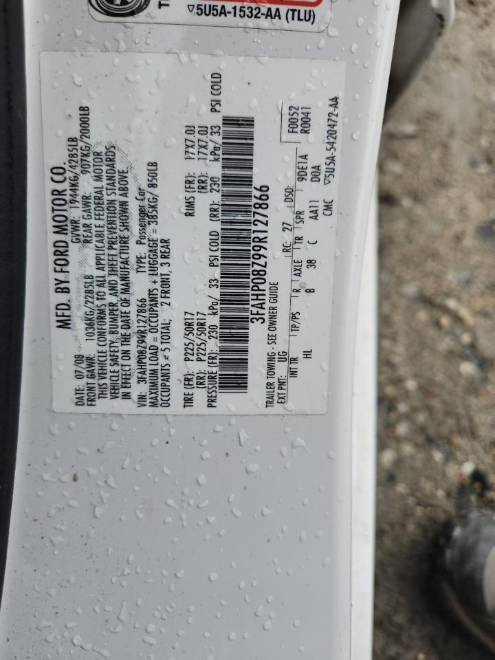 2009 Ford Fusion Sel VIN: 3FAHP08Z99R127866 Lot: 64418195