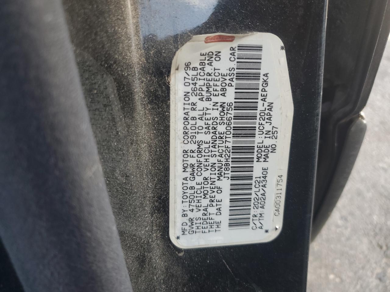 1996 Lexus Ls 400 VIN: JT8BH22F7T0066756 Lot: 60917705