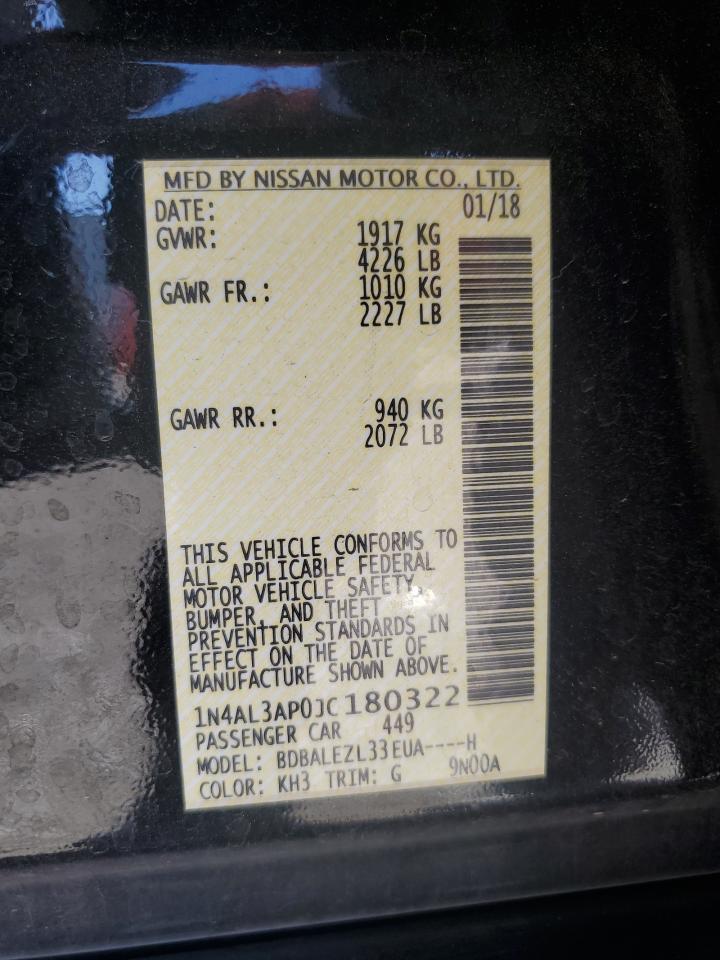 2018 Nissan Altima 2.5 VIN: 1N4AL3AP0JC180322 Lot: 66860265