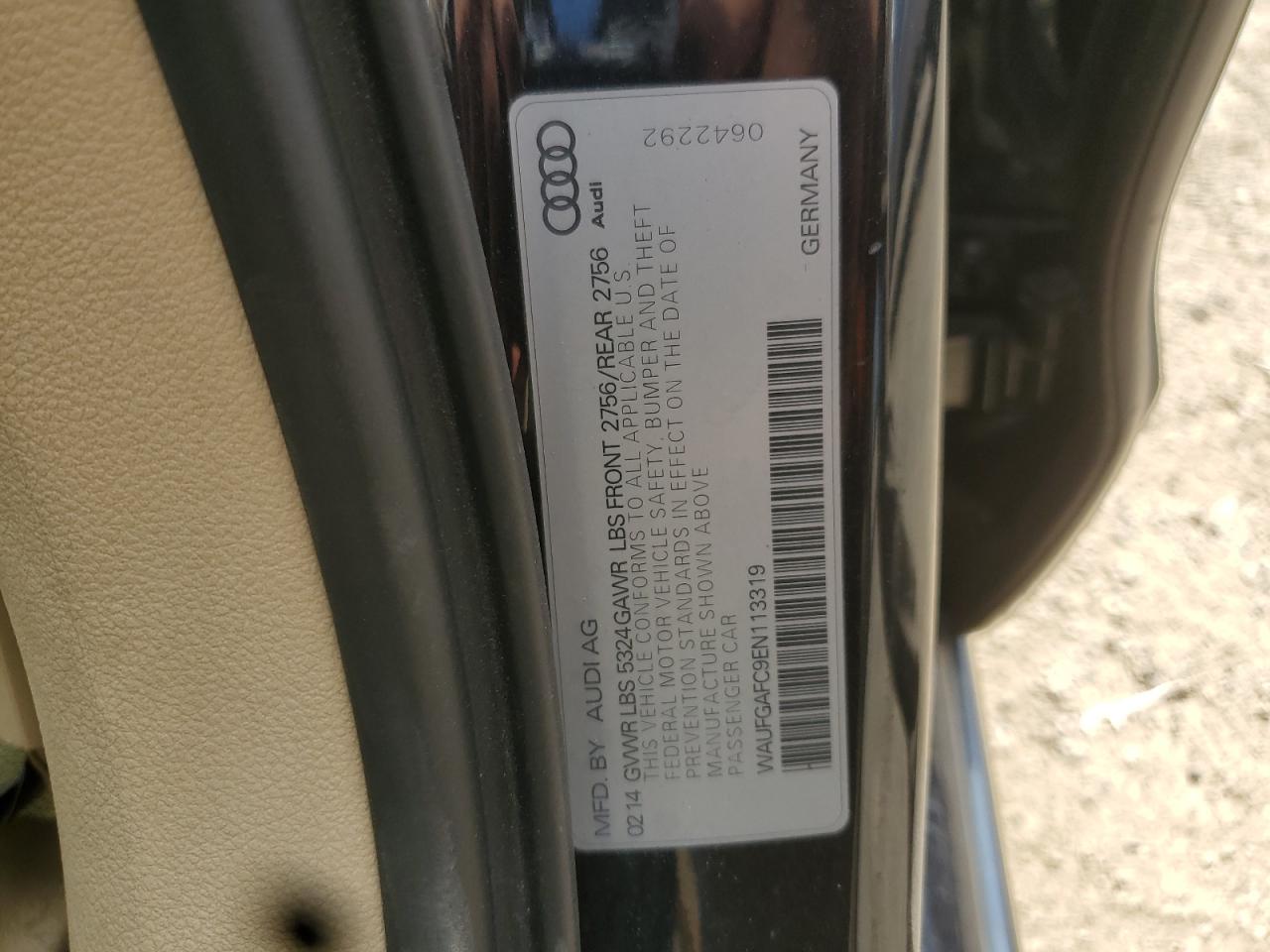 2014 Audi A6 Premium Plus VIN: WAUFGAFC9EN113319 Lot: 65336145