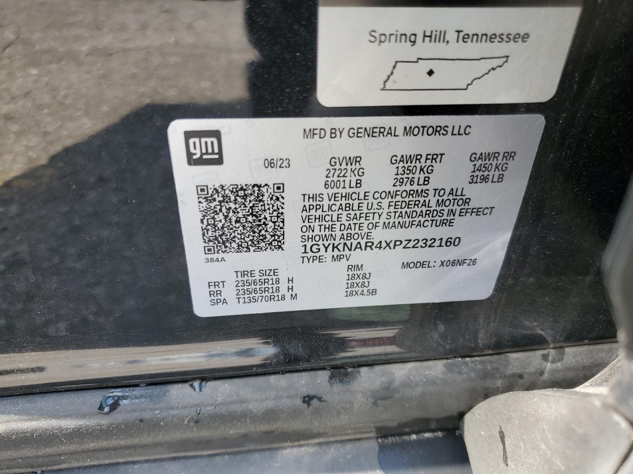 2023 Cadillac Xt5 Luxury VIN: 1GYKNAR4XPZ232160 Lot: 63586755