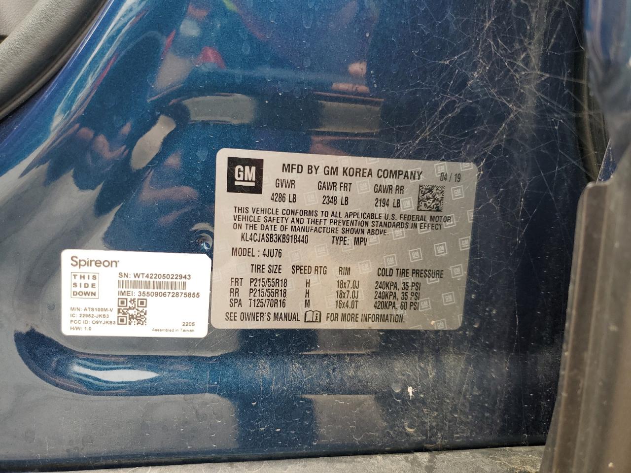 2019 Buick Encore Preferred VIN: KL4CJASB3KB918440 Lot: 65312675