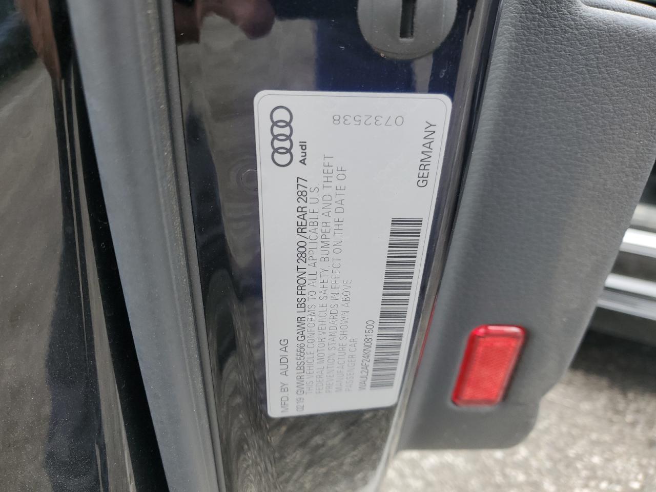 2019 Audi A6 Premium Plus VIN: WAUL2AF24KN081500 Lot: 65610845