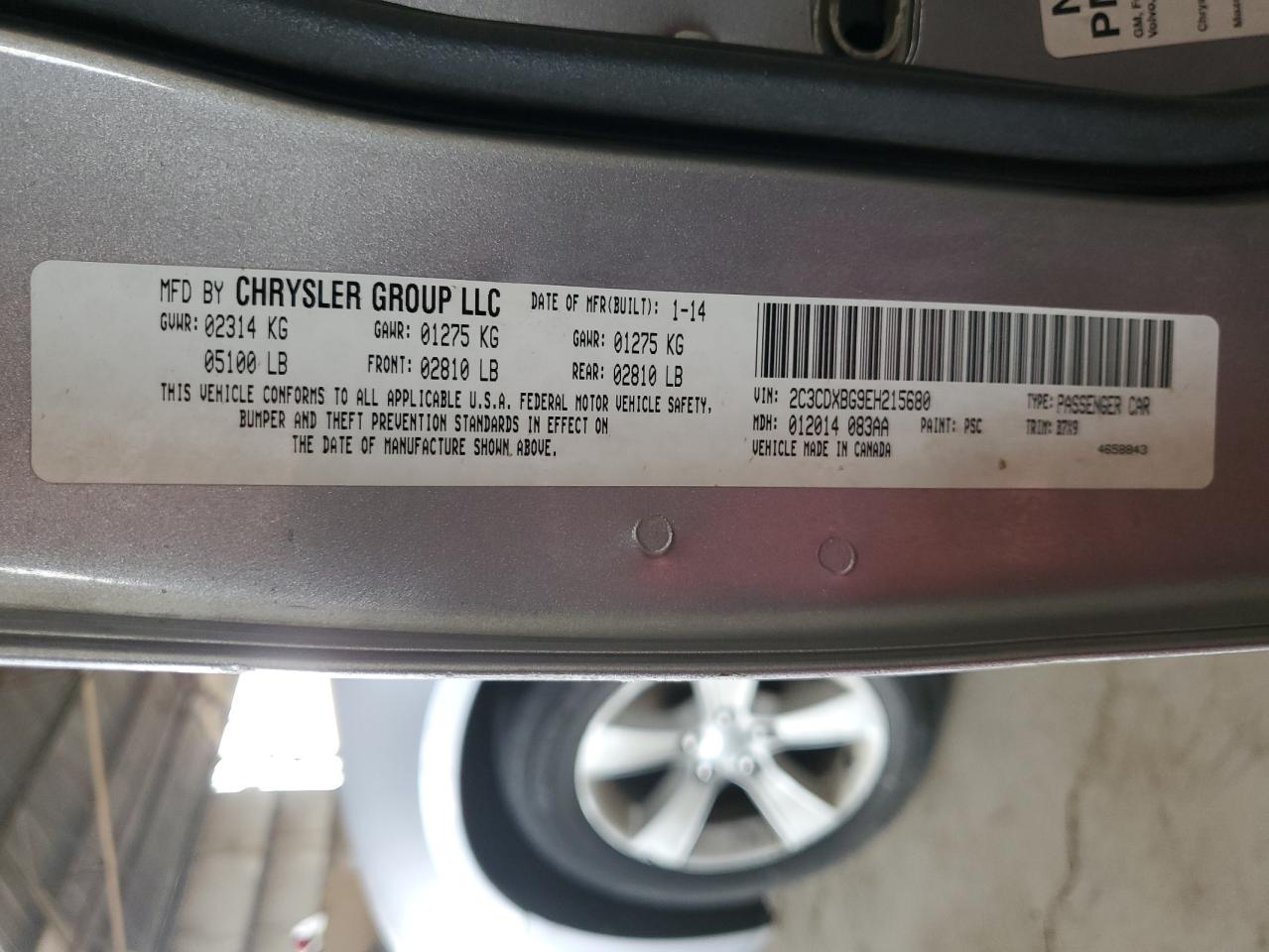 2014 Dodge Charger Se VIN: 2C3CDXBG9EH215680 Lot: 65005865