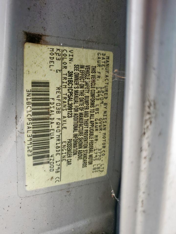 2010 Nissan Versa S VIN: 3N1BC1CP5AL399123 Lot: 66371415