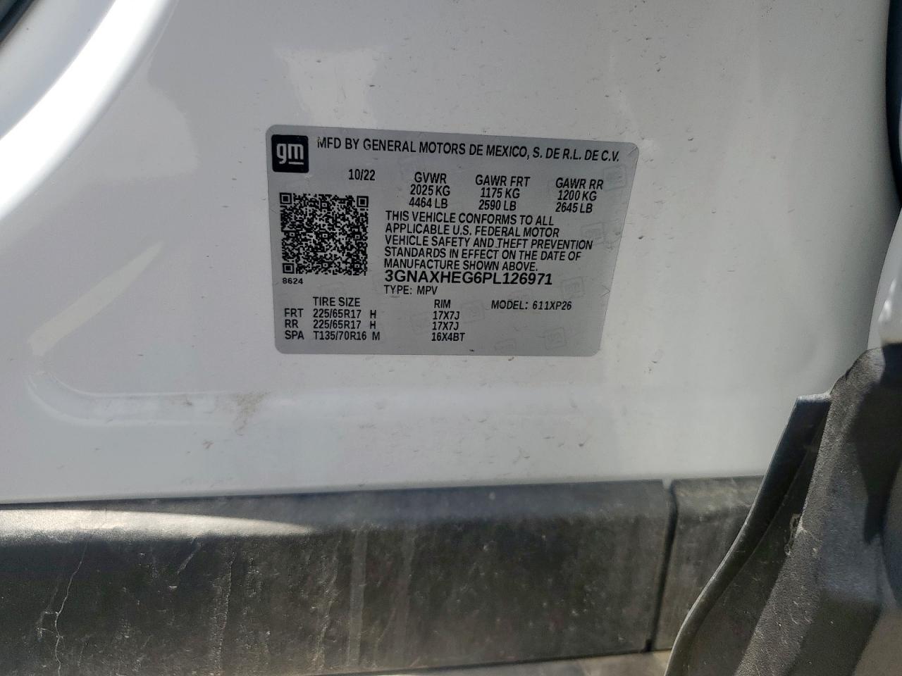 2023 Chevrolet Equinox Ls VIN: 3GNAXHEG6PL126971 Lot: 64838715