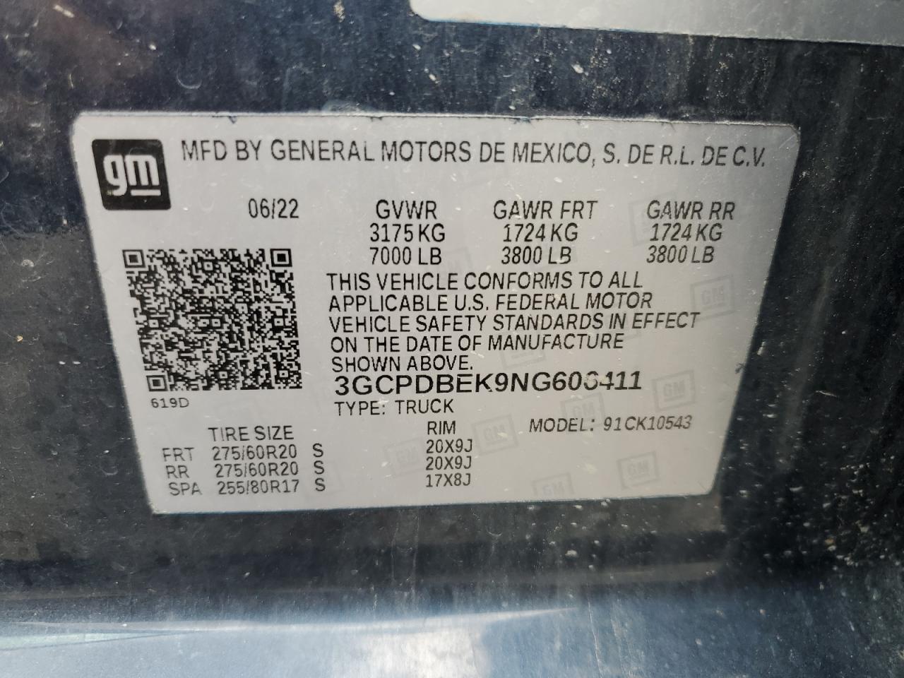 2022 Chevrolet Silverado K1500 Custom VIN: 3GCPDBEK9NG606411 Lot: 65184735